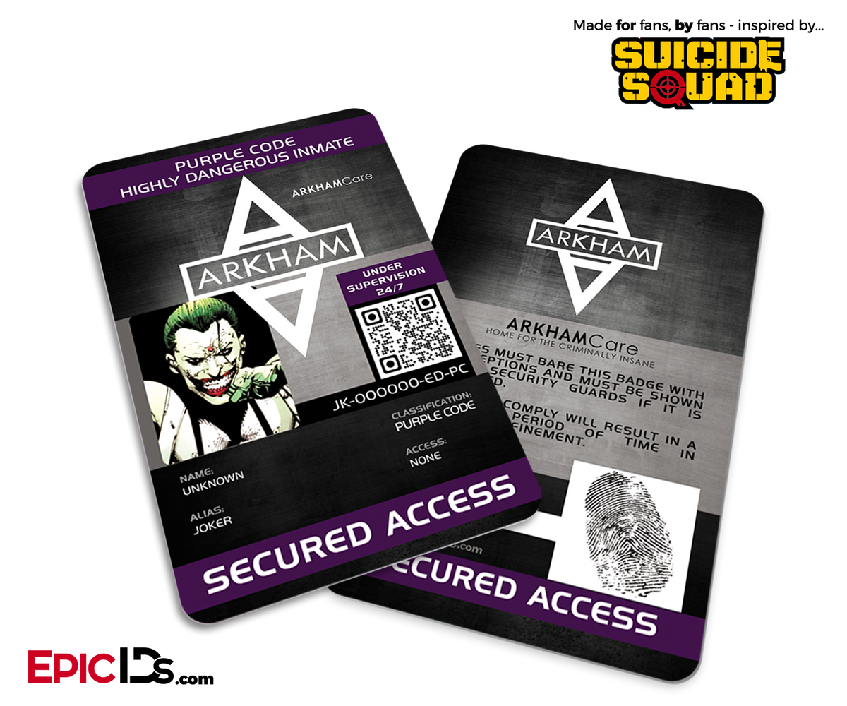 Arkham Asylum 'Suicide Squad' Classic Comic Inmate ID Card - Joker - Epic IDs