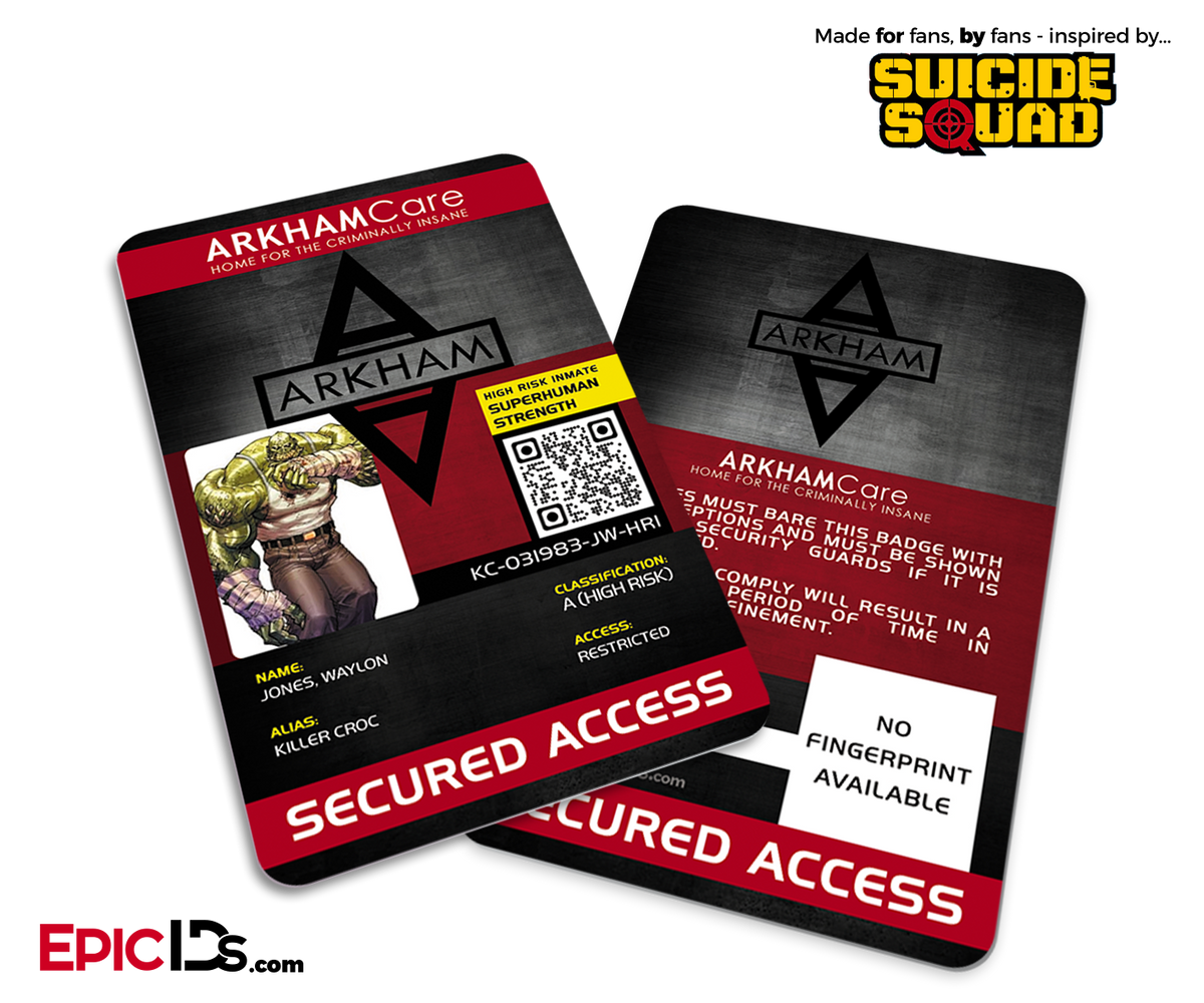 Arkham Asylum 'Suicide Squad' Classic Comic Inmate ID Card - Killer Croc - Epic IDs