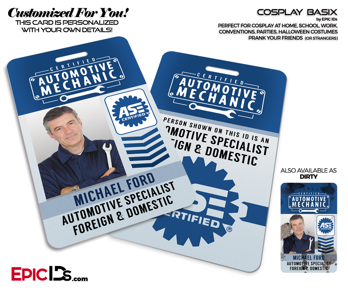 Automotive Mechanic Cosplay ID Badge [Photo Personalized] - Epic IDs
