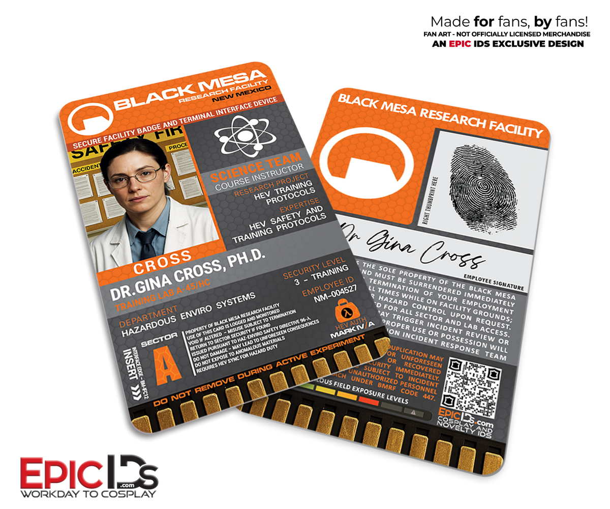 Gina Cross Science Team ID Badge — Black Mesa Research Facility, Half-Life