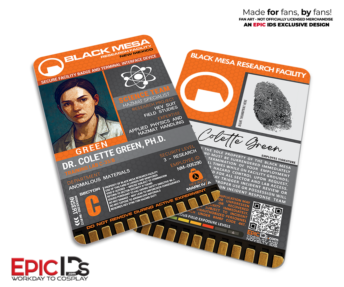 Colette Green Science Team ID Badge — Black Mesa Research Facility, Half-Life