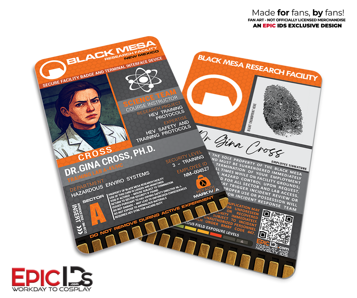 Gina Cross Science Team ID Badge — Black Mesa Research Facility, Half-Life
