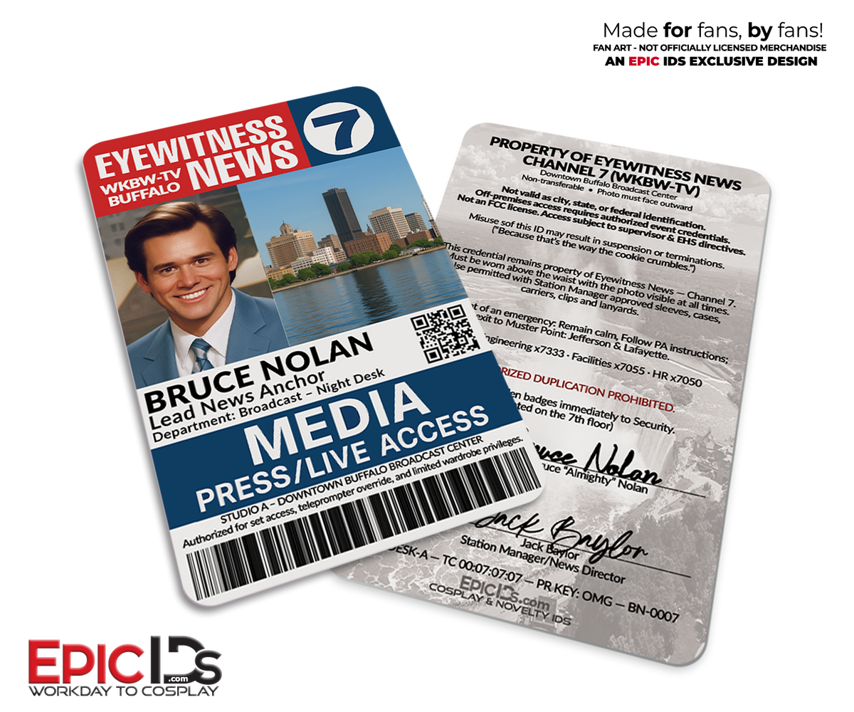 Bruce Nolan Press ID Badge – Eyewitness News Channel 7 – Bruce Almighty