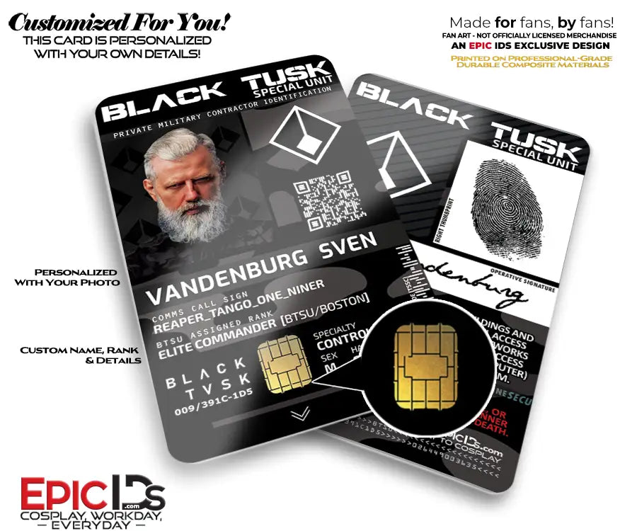 Black Tusk Operative ID Badge – The Division 2 – Photo Personalized