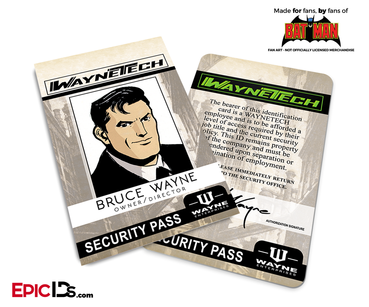 Batman Classic Comic WayneTech Cosplay ID Badge - Bruce Wayne - Epic IDs