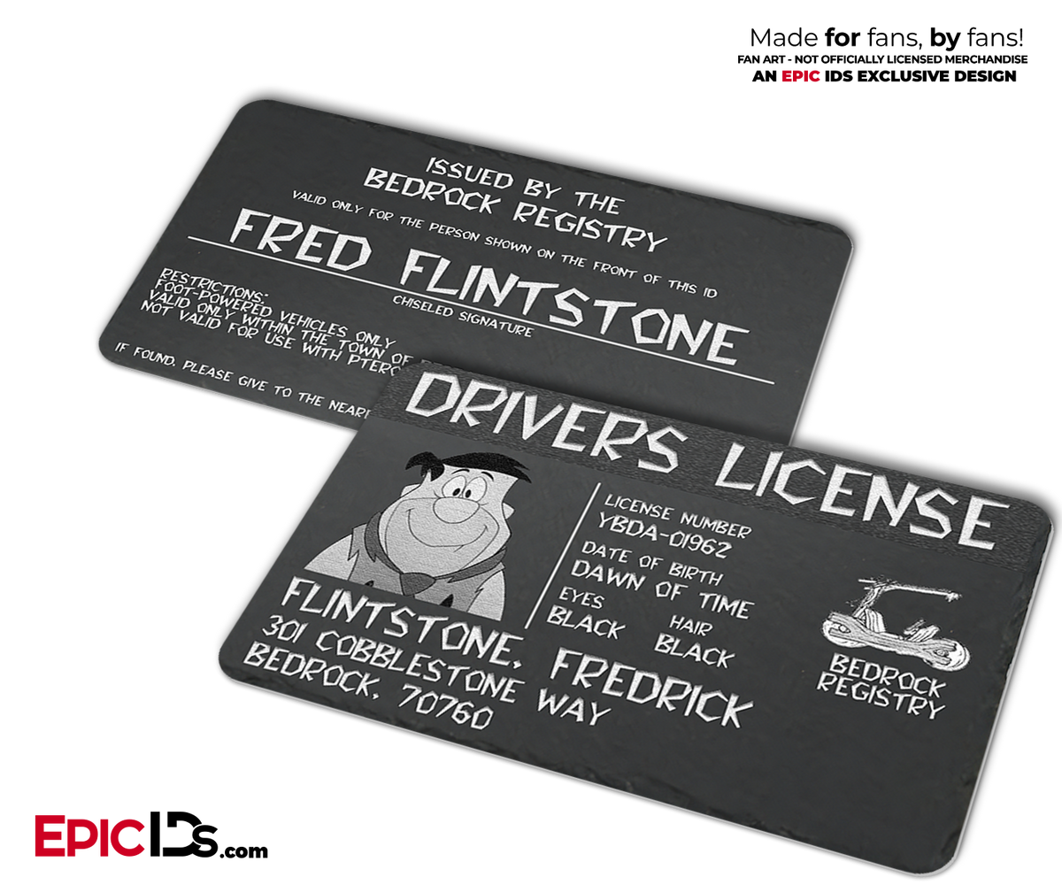 Bedrock Registry Driver&#39;s License - Fred Flintstone - Epic IDs