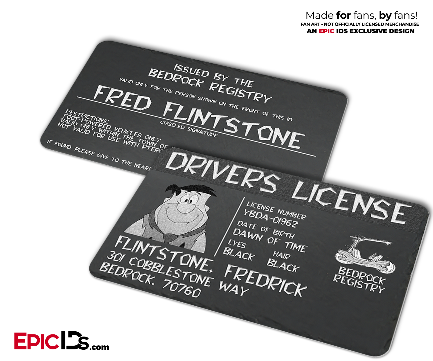 Bedrock Registry Driver's License - Fred Flintstone - Epic IDs