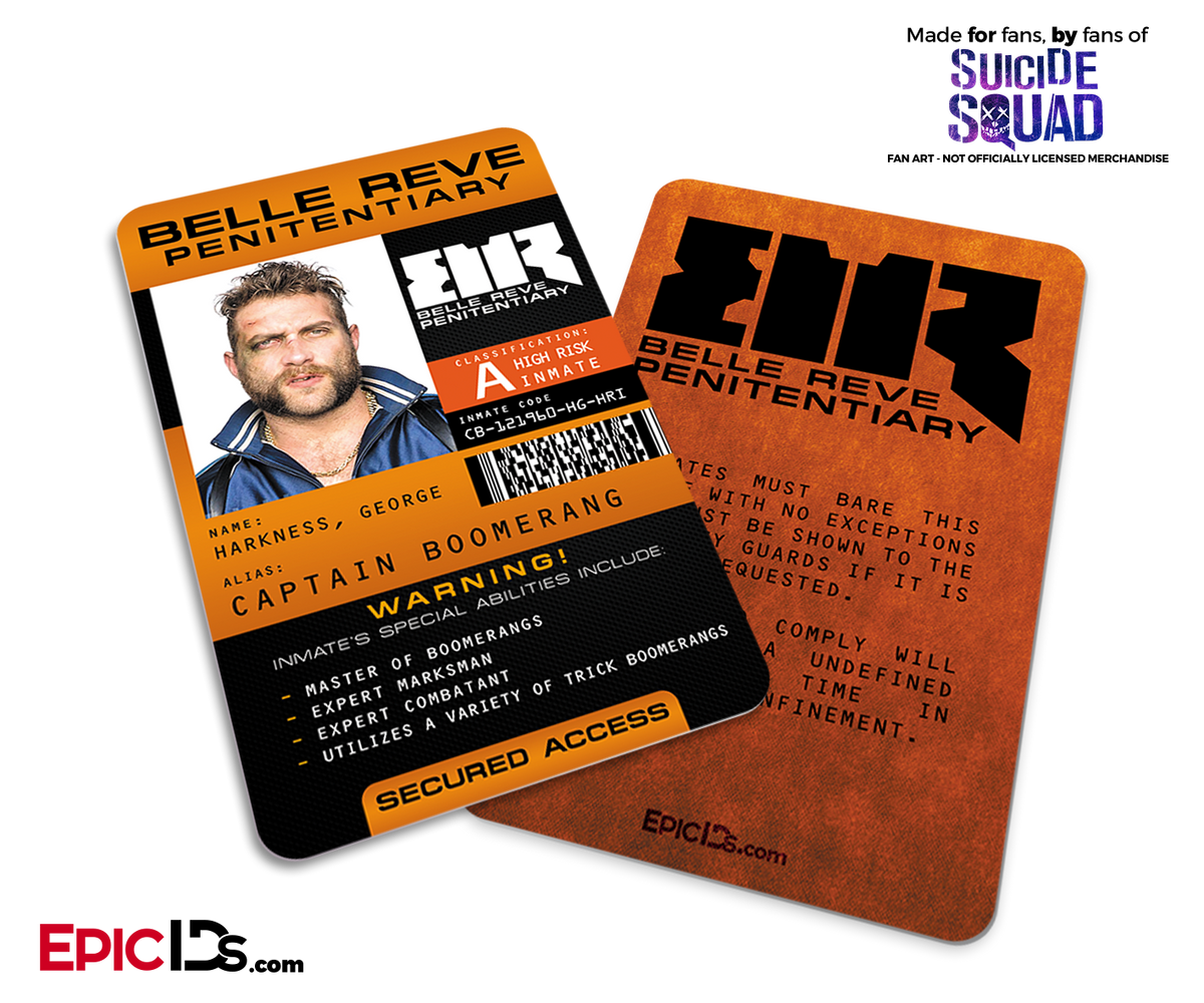 Belle Reve Penitentiary 'Suicide Squad' Inmate ID Card - Captain Boomerang / George Harkness - Epic IDs