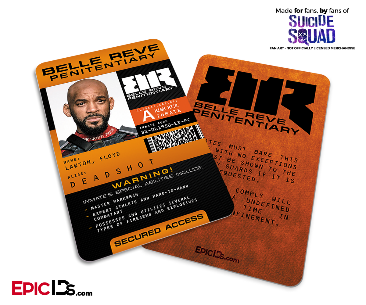 Belle Reve Penitentiary 'Suicide Squad' Inmate ID Card - Deadshot / Floyd Lawton - Epic IDs