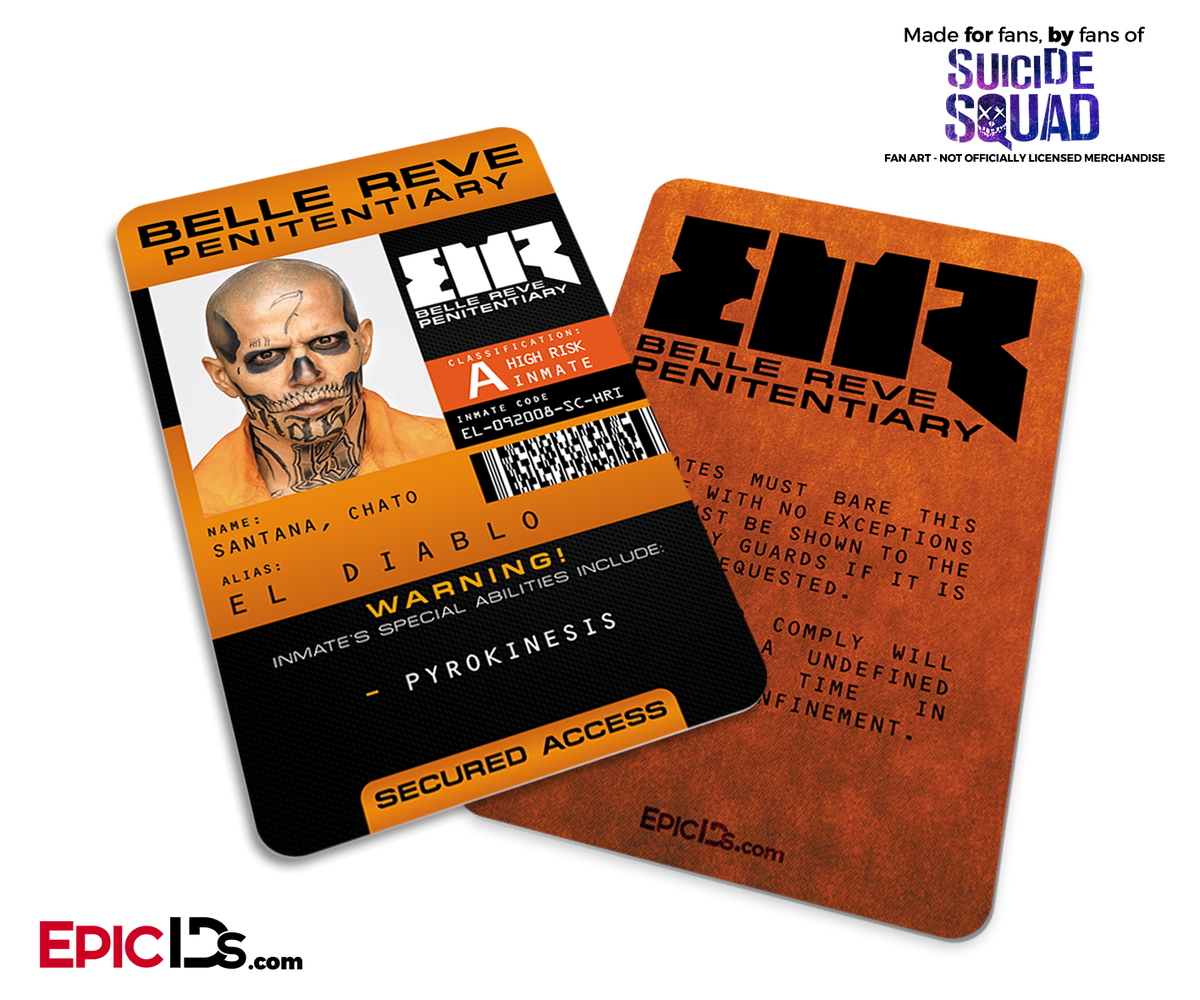 Belle Reve Penitentiary 'Suicide Squad' Inmate ID Card - El Diablo / Chato Santana - Epic IDs