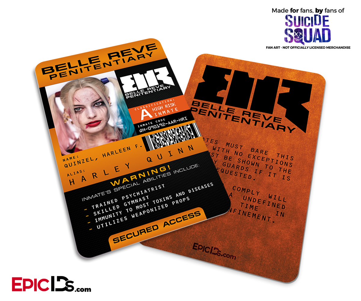 Belle Reve Penitentiary &#39;Suicide Squad&#39; Inmate ID Card - Harley Quinn / Harleen Quinzel - Epic IDs