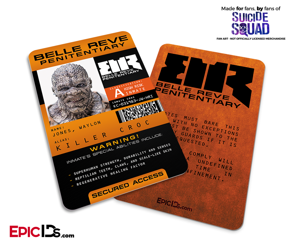 Belle Reve Penitentiary 'Suicide Squad' Inmate ID Card - Killer Croc / Walon Jones - Epic IDs