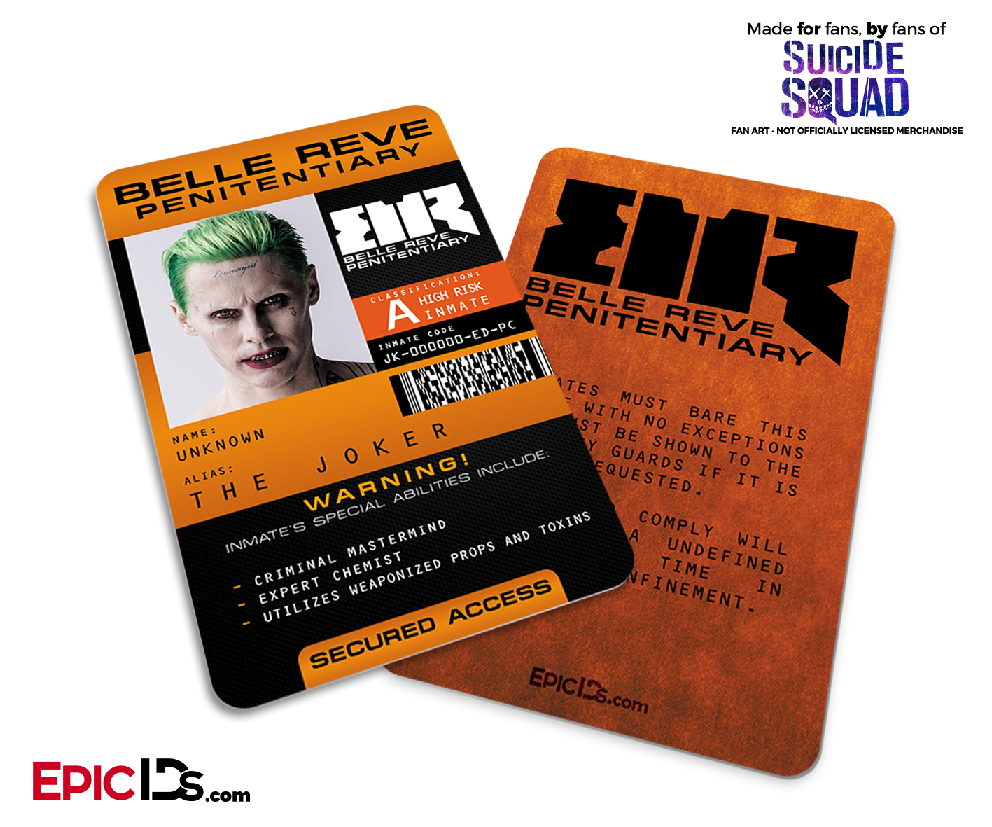 Belle Reve Penitentiary 'Suicide Squad' Inmate ID Card - The Joker - Epic IDs