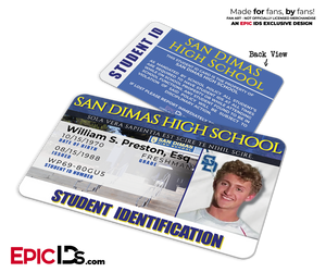 Bill and Ted's Excellent Adventure San Dimas High School Student ID — Bill Preston