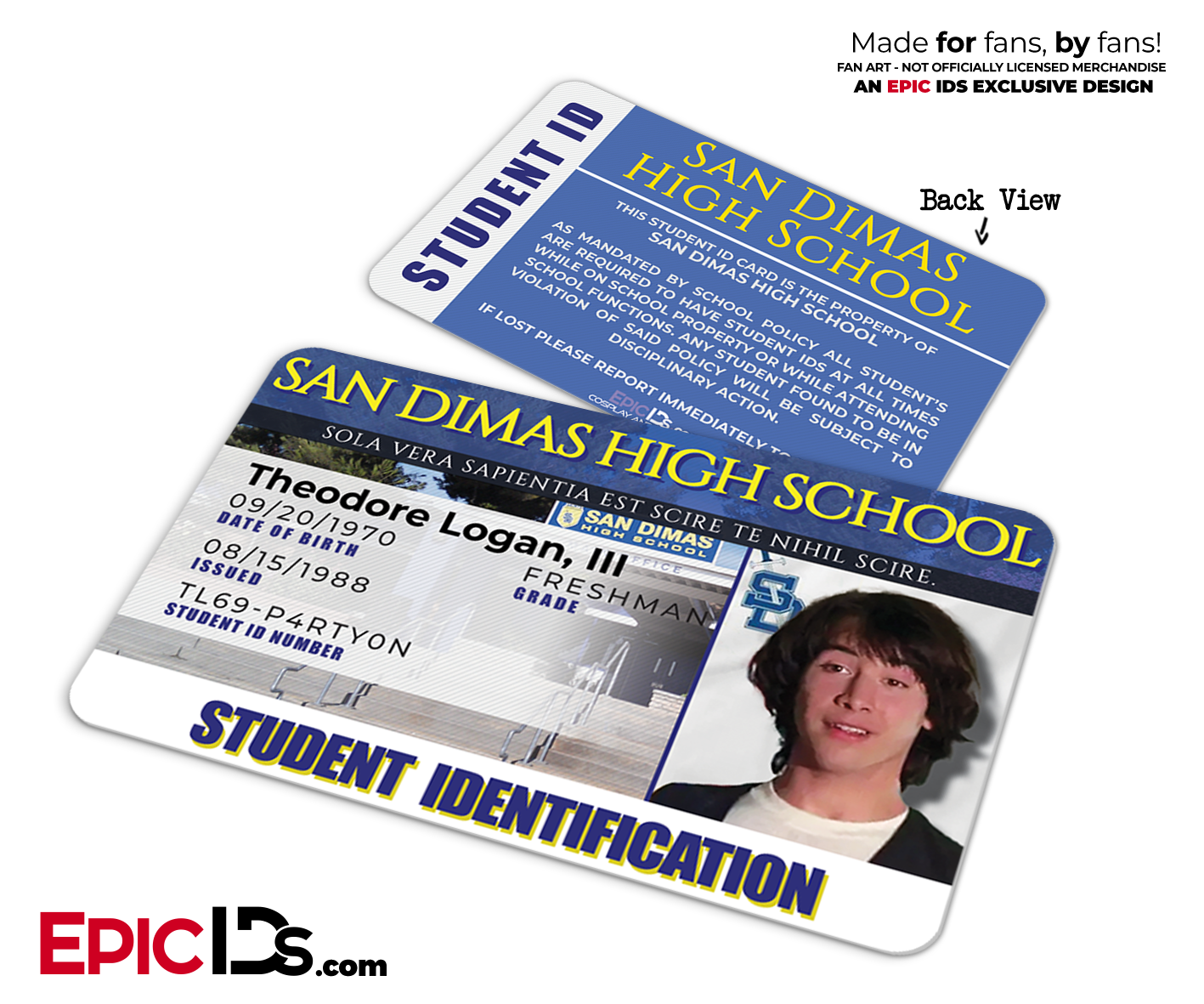 Bill and Ted's Excellent Adventure San Dimas High School Student ID - Ted Logan - Epic IDs