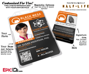 Black Mesa Research Facility 'Half Life' Science Team ID Badge [Photo Personalized] - Epic IDs