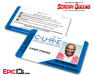 C.U.R.E. 'Scream Queens' Hospital Cosplay Employee ID Name Badge - Chamberlain Jackson - Epic IDs