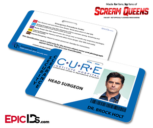 C.U.R.E. 'Scream Queens' Hospital Cosplay Employee ID Name Badge - Dr. Brock Holt - Epic IDs