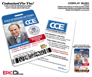 CCE — Center for Contagions and Epidemics CDC Themed Cosplay ID Badge — Photo Personalized
