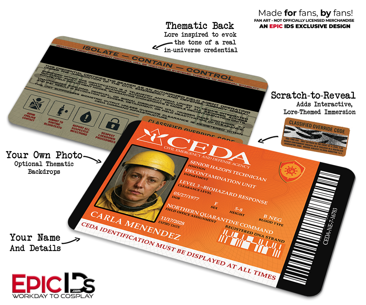 CEDA Decontamination Unit — Left 4 Dead-Inspired ID Card — Photo Personalized