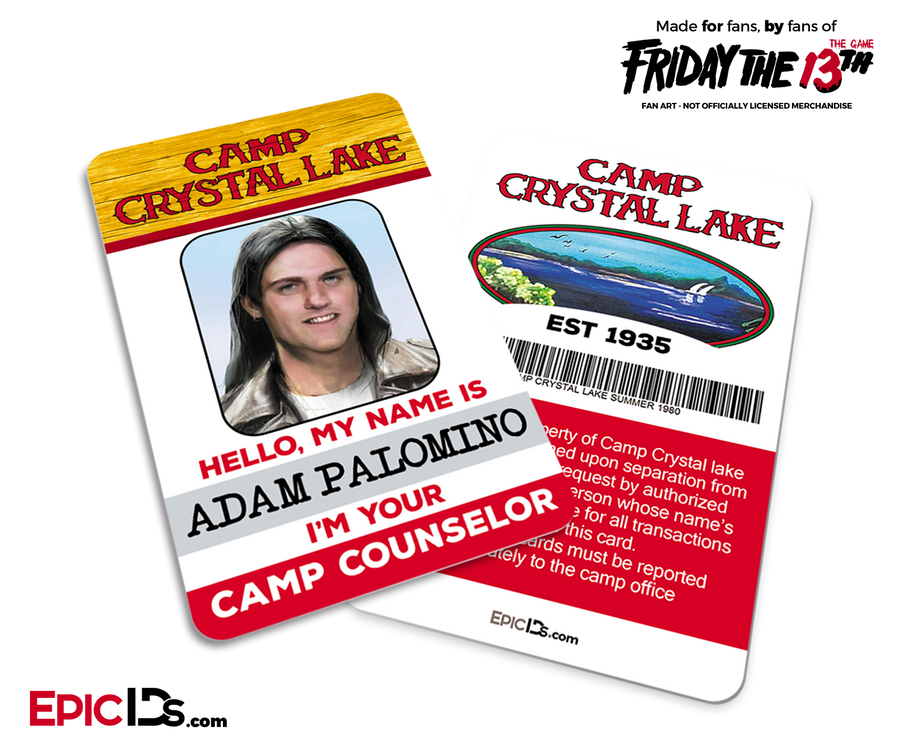 Camp Crystal Lake 'Friday the 13th - The Game' Camp Counselor Cosplay Name Badge - Adam Palomino (Edgy Guy) - Epic IDs