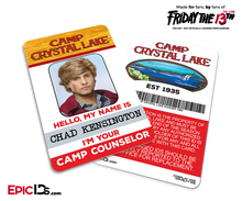 Camp Crystal Lake 'Friday the 13th — The Game' Camp Counselor Cosplay Name Badge — Chad Kensington (Preppy Guy)