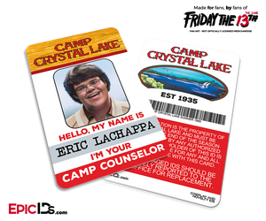 Camp Crystal Lake 'Friday the 13th — The Game' Camp Counselor Cosplay Name Badge — Eric 'JR' Lachappa (Nerd/Geek)