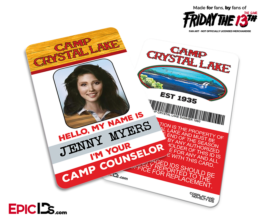 Camp Crystal Lake 'Friday the 13th - The Game' Camp Counselor Cosplay Name Badge - Jenny Myers (Girl Next Door) - Epic IDs