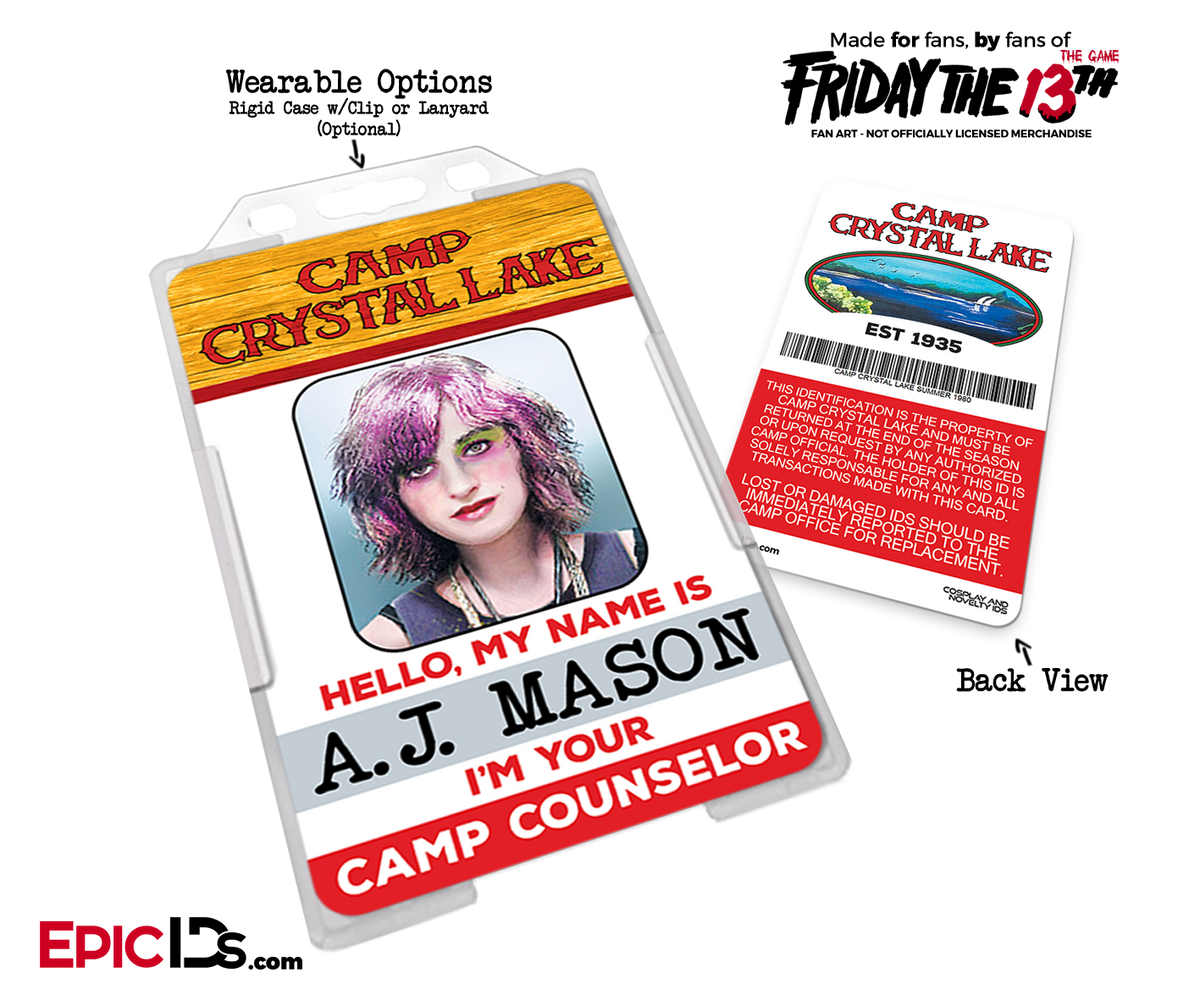 Camp Crystal Lake &#39;Friday the 13th&#39; Camp Counselor Cosplay Name Badge [Game Character] - Epic IDs