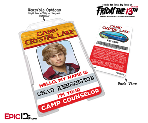 Camp Crystal Lake 'Friday the 13th' Camp Counselor Cosplay Name Badge [Game Character] - Epic IDs