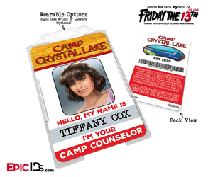 Camp Crystal Lake 'Friday the 13th' Camp Counselor Cosplay Name Badge [Game Character] - Epic IDs