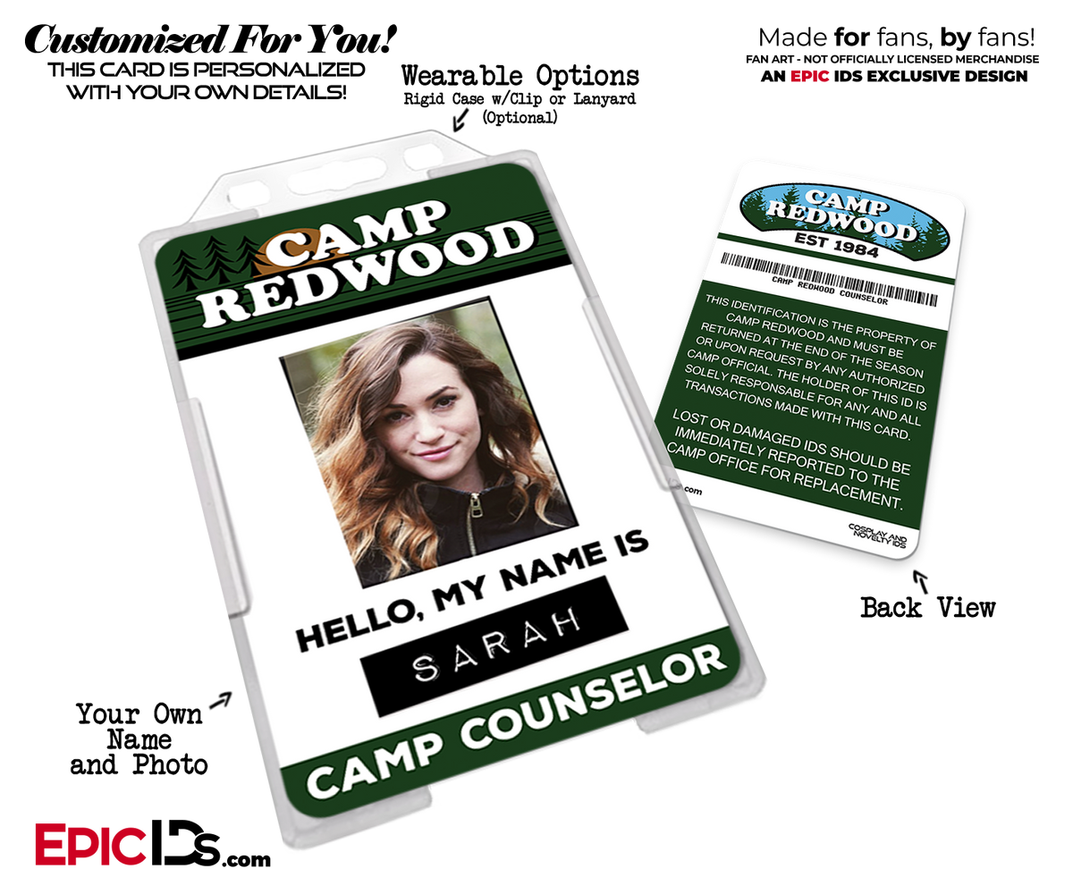 Camp Redwood &#39;American Horror Story&#39; Camp Counselor Cosplay Name Badge [Photo Personalized] - Epic IDs