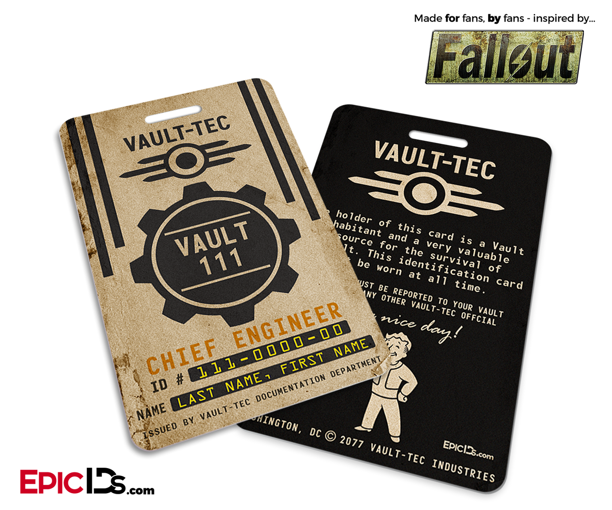Chief Engineer &#39;Fallout&#39; Cosplay Vault ID Badge [Personalized] - Epic IDs