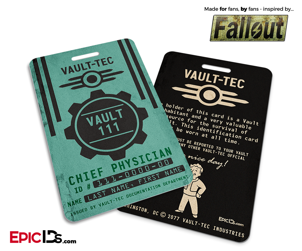 Chief Physician &#39;Fallout&#39; Cosplay Vault ID Badge [Personalized] - Epic IDs