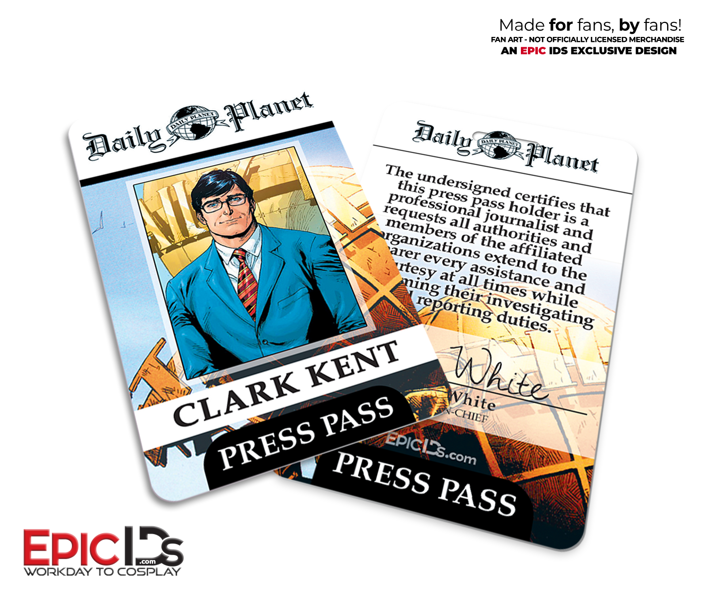 DAILYPLANETPRESSPASSMOCKUPCLARKKENTSUPERMAN2025 clark kent daily planet press pass — superman comic id | epicids
