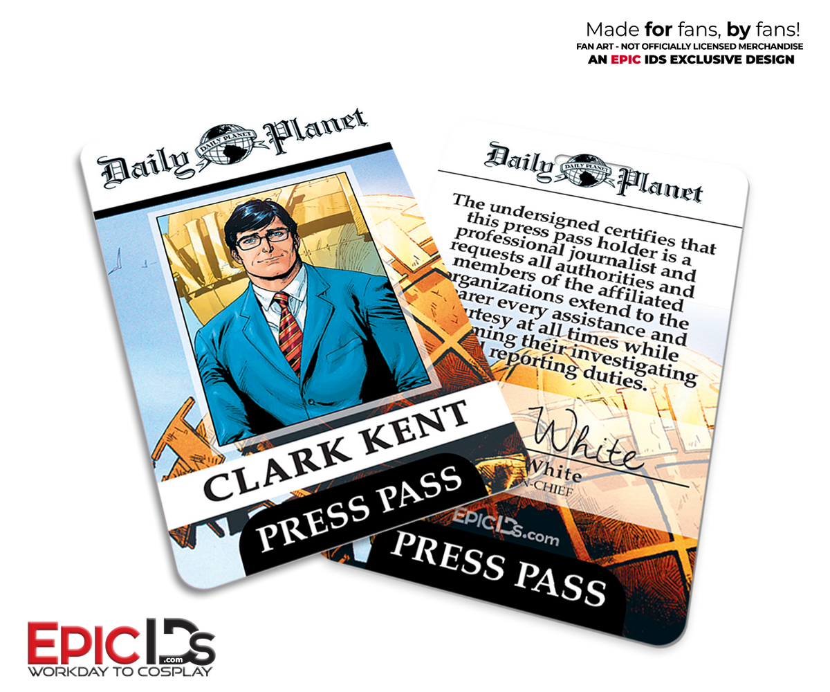 Clark Kent Daily Planet Press Pass — Superman Classic Comic Cosplay Prop