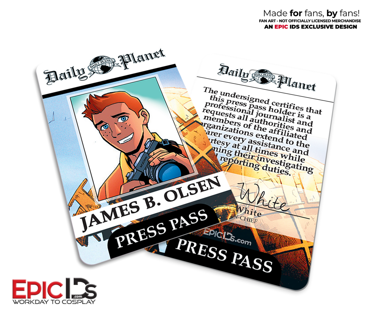 Jimmy Olsen Daily Planet Press Pass — Superman Classic Comic Cosplay Prop