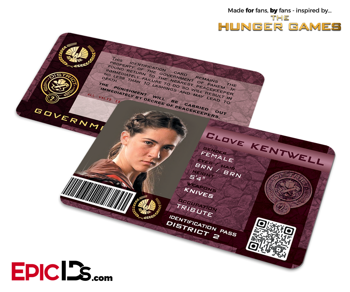 The Hunger Games Inspired Panem District 2 Identification Card - Clove Kentwell