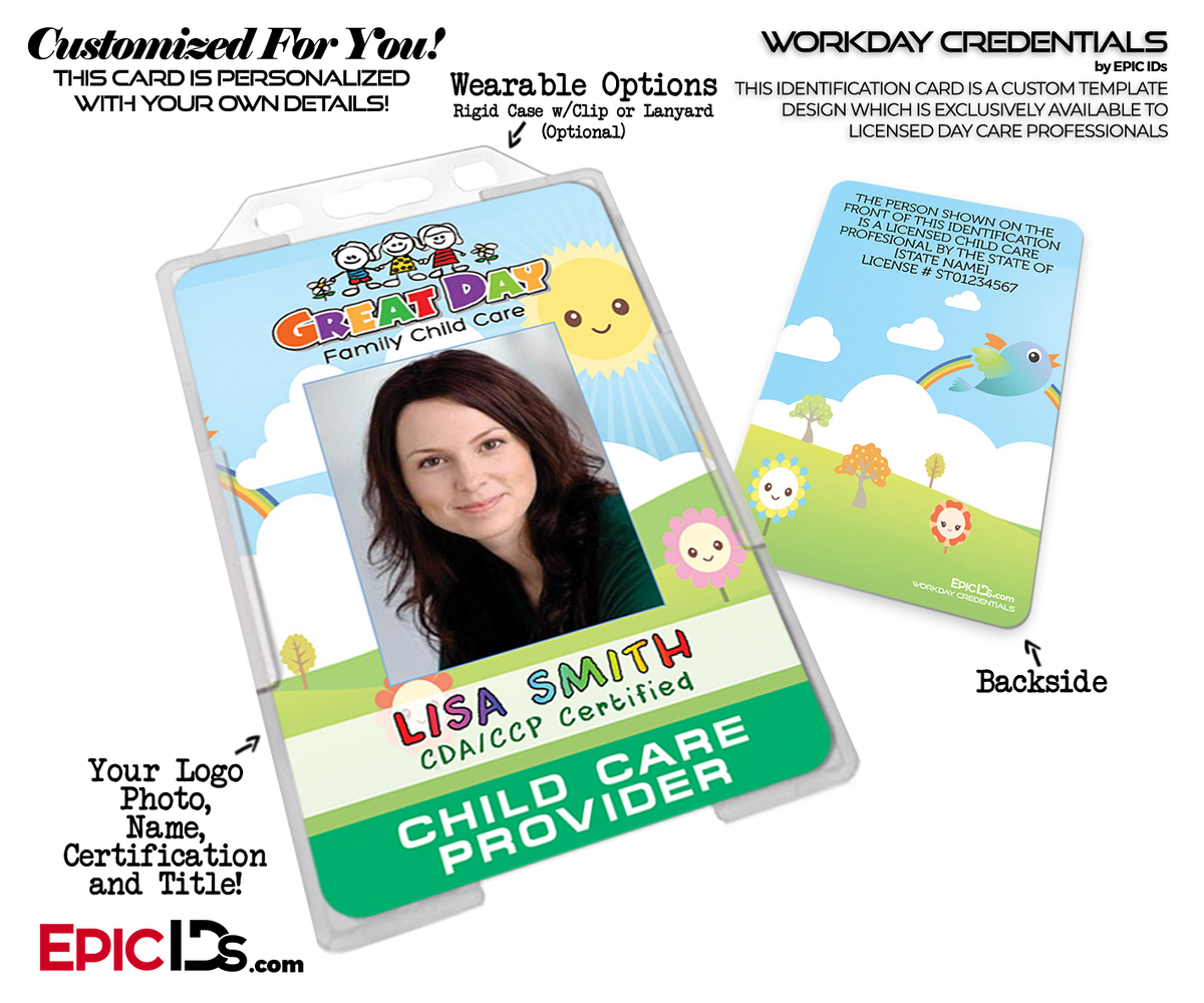 Daycare / Child Care Employee ID Name Badge [Photo Personalized] - Epic IDs