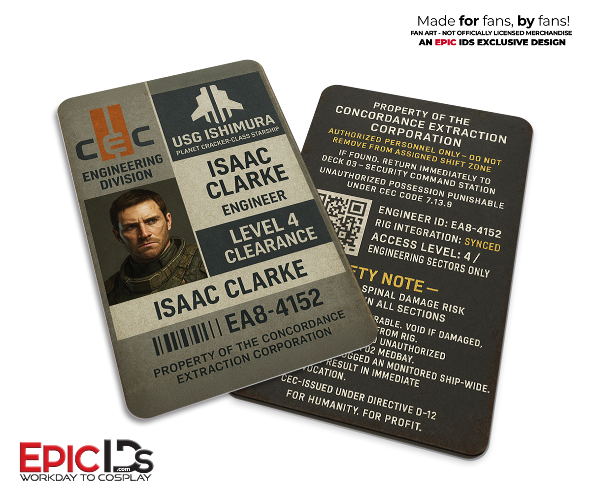 USG Ishimura Engineer ID Badge – CEC Planet Cracker-Class – Isaac Clarke (CONCEPT v.1)