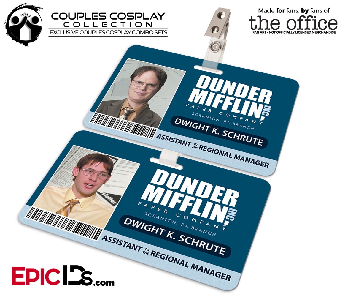 Dunder Mifflin &#39;The Office&#39; Employee ID Name Badges [Couples Cosplay] - Epic IDs