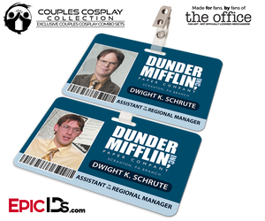 Dunder Mifflin 'The Office' Employee ID Name Badges [Couples Cosplay] - Epic IDs