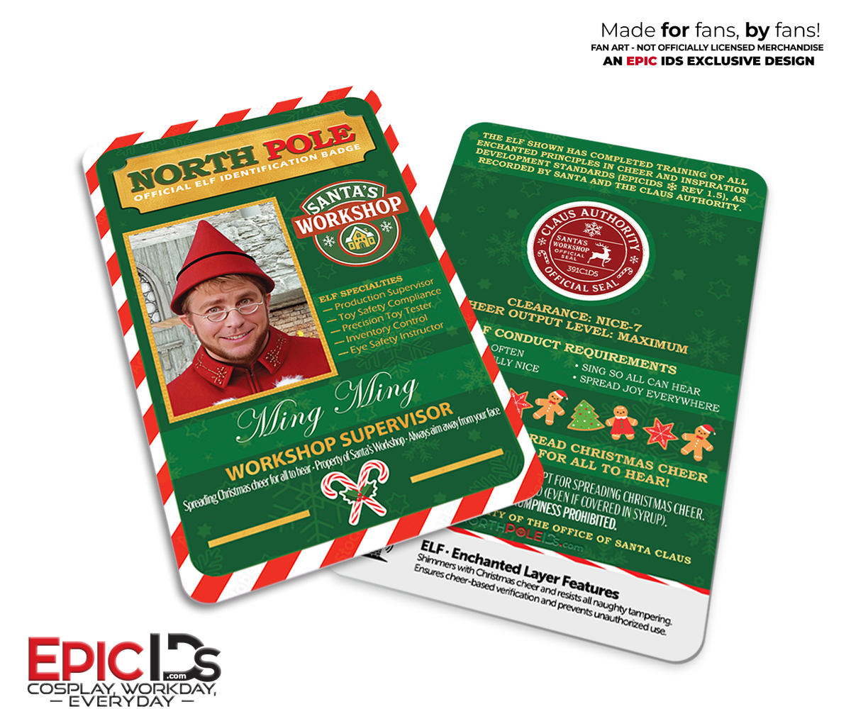 Ming Ming North Pole ID Badge – Santa&#39;s Workshop — Elf — Christmas Cheer