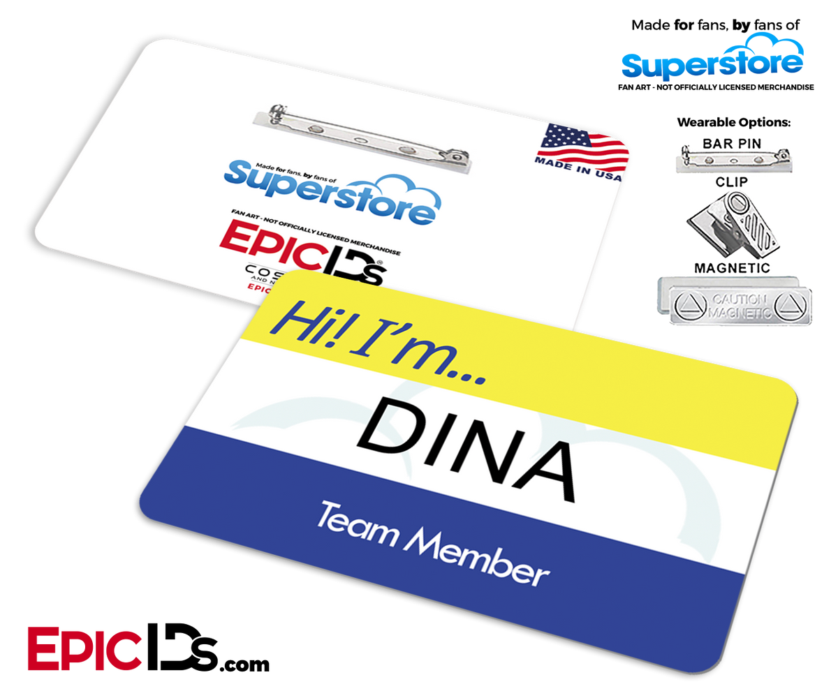 Employee Name Badge &#39;Superstore&#39; Wearable ID - Dina - Epic IDs