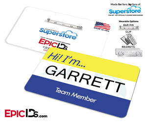 Employee Name Badge 'Superstore' Wearable ID - Garrett