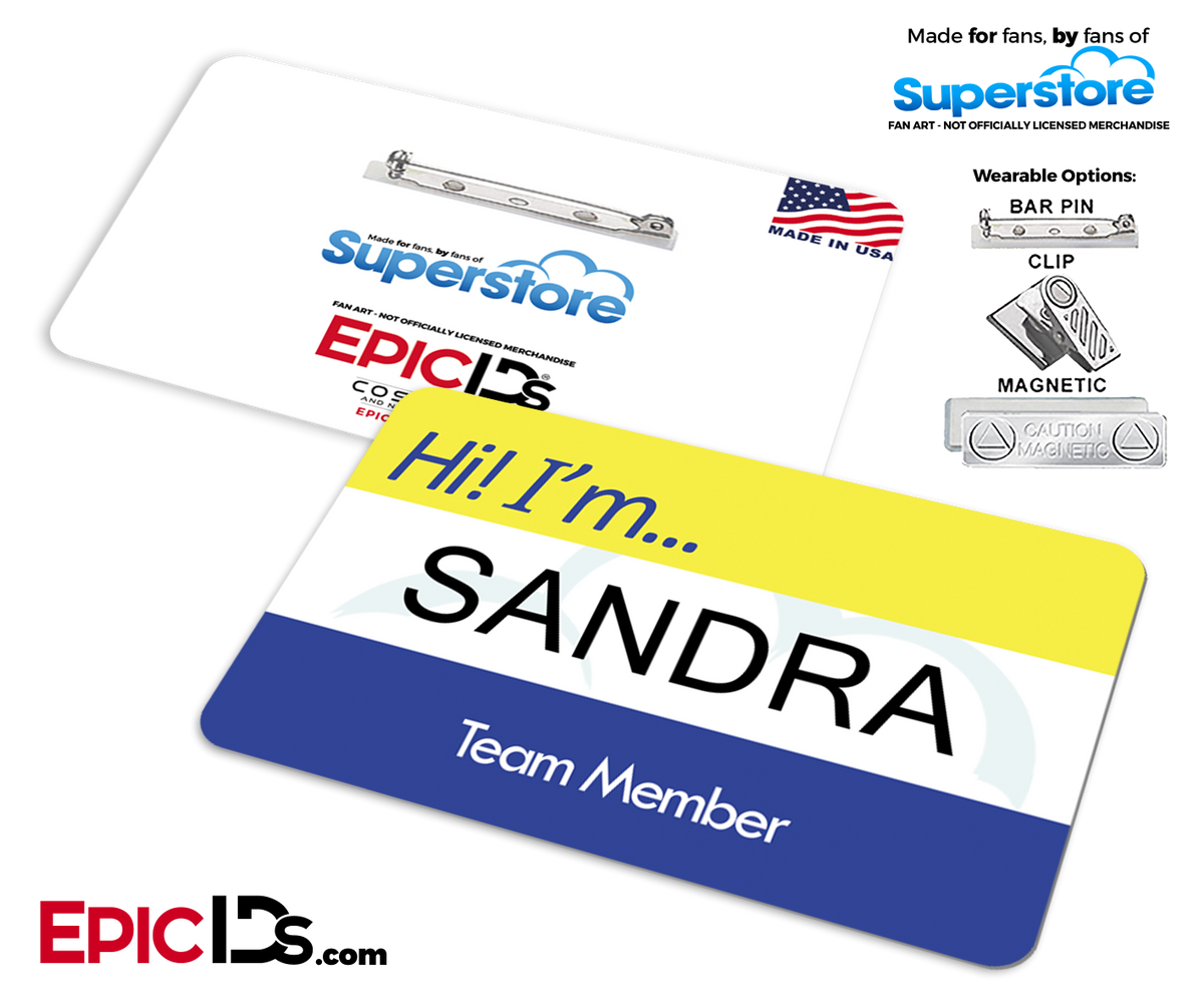 Employee Name Badge 'Superstore' Wearable ID - Sandra - Epic IDs