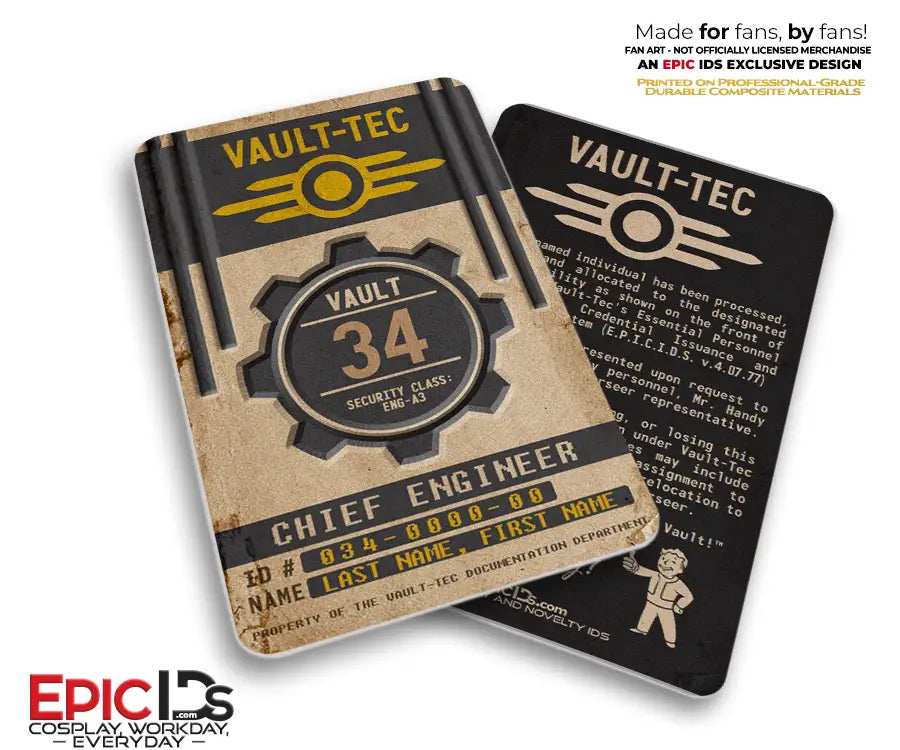 Fallout Chief Engineer ID Badge – Vault-Tec — Personalized