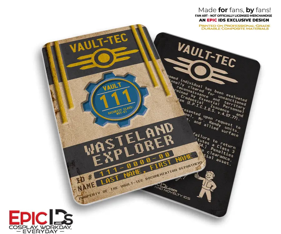 Wasteland Explorer Vault ID Badge - Fallout — Personalized