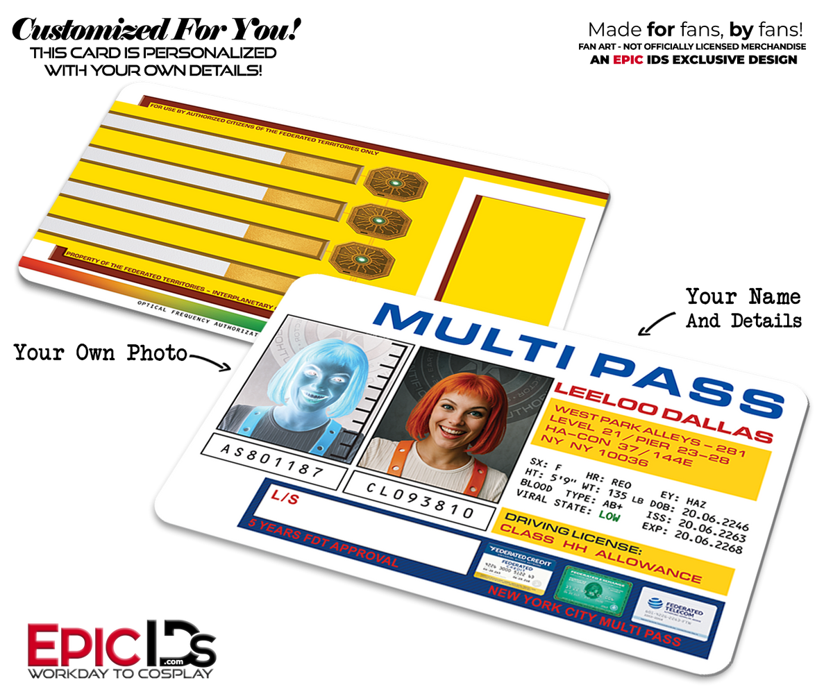 Multipass ID Card — The Fifth Element — Photo Personalized