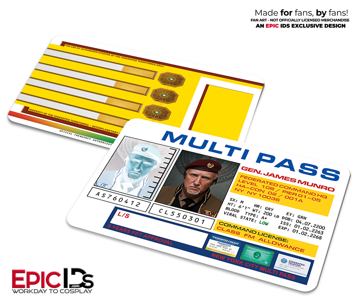 General James Munro Multipass ID Card — The Fifth Element — Cinematic Enhanced Edition